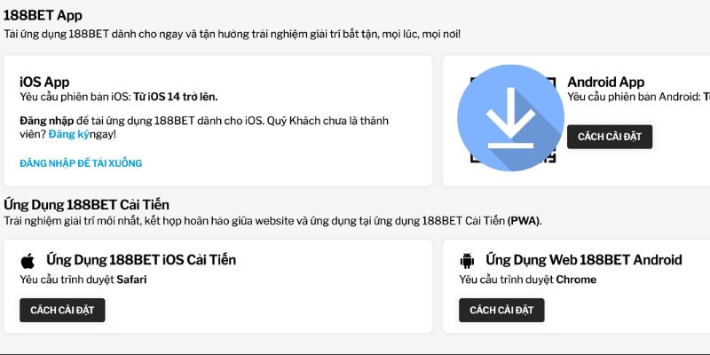 Hoàn tất lệnh tải app 188bet